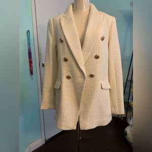 H&M Tweed Blazer : beautiful cream color with Gold button to close accent. NWT